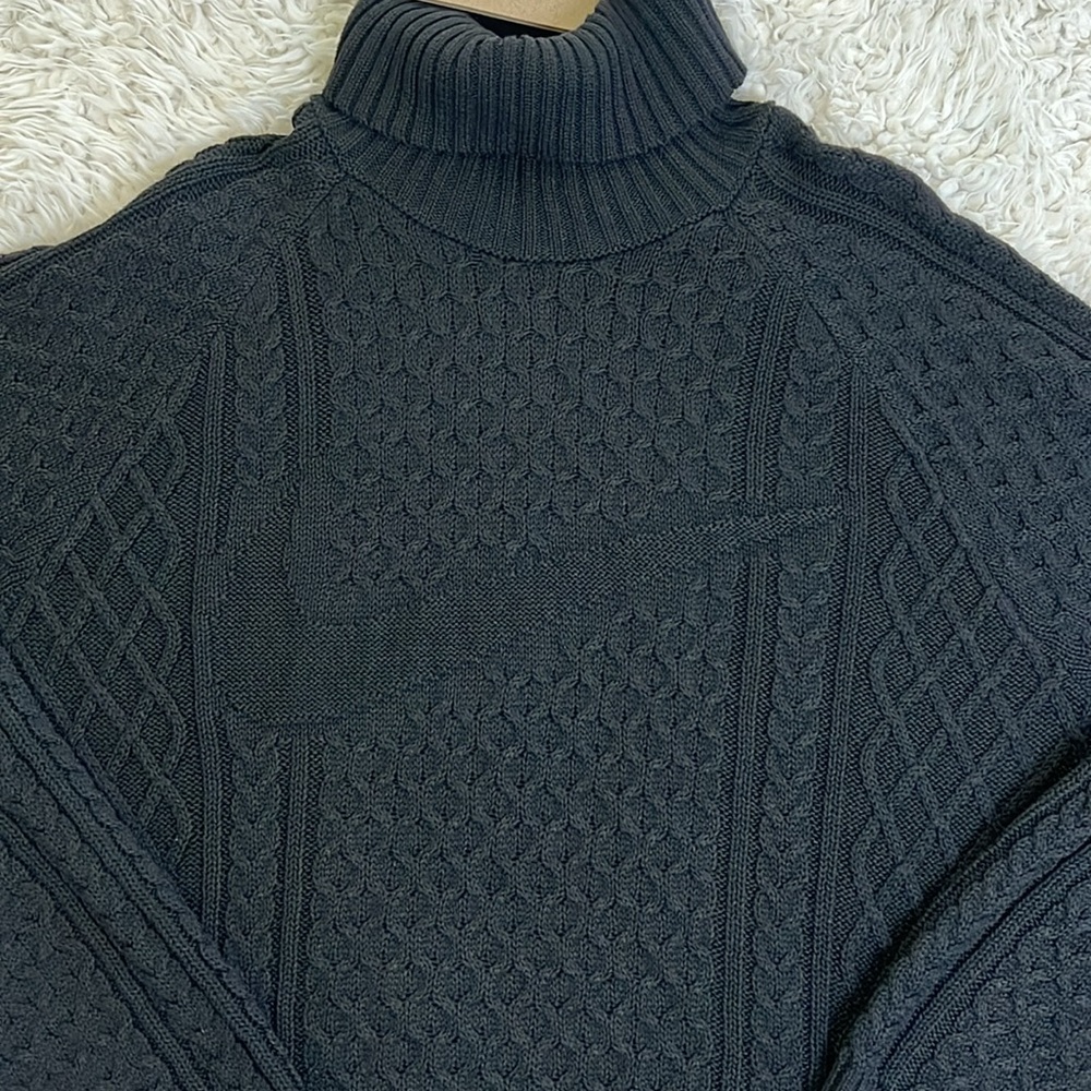 Nike Cable Knit Sweater Turtleneck Black Size Medium Mens Loose Fit - Picture 5 of 16